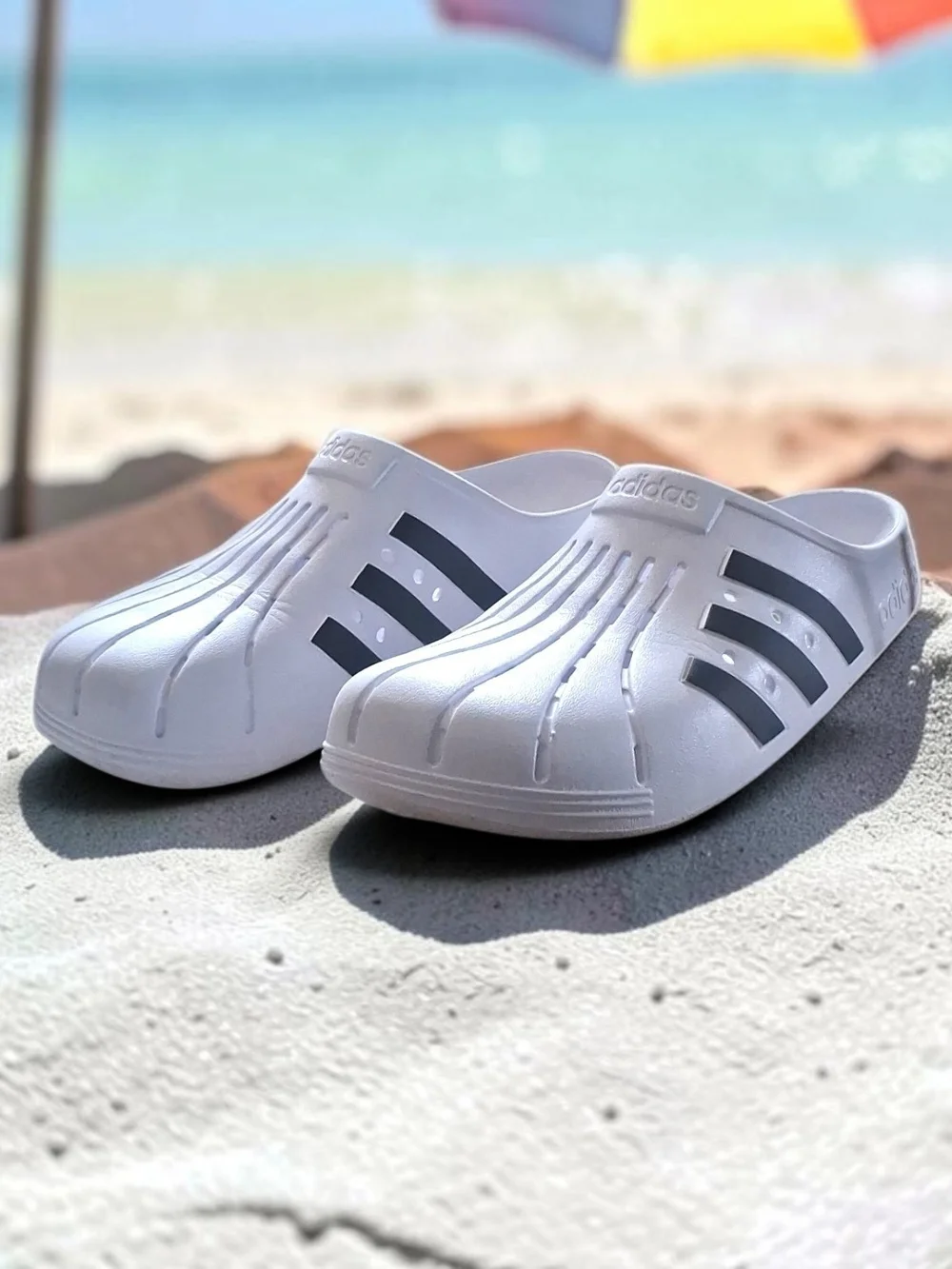 Adidas Adilette Clog White Black Sandals Slides Mens 12 Women’s 13 FY8970